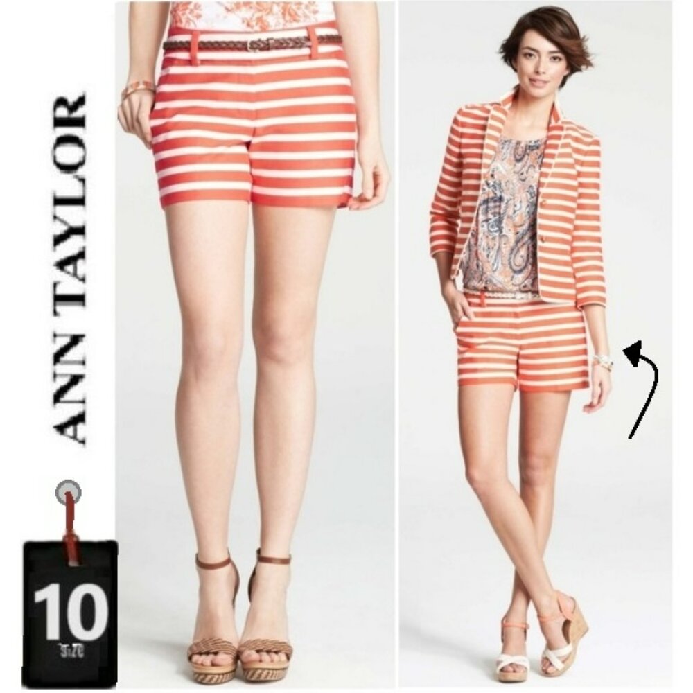 Ann Taylor 10 orange and white stripe shorts